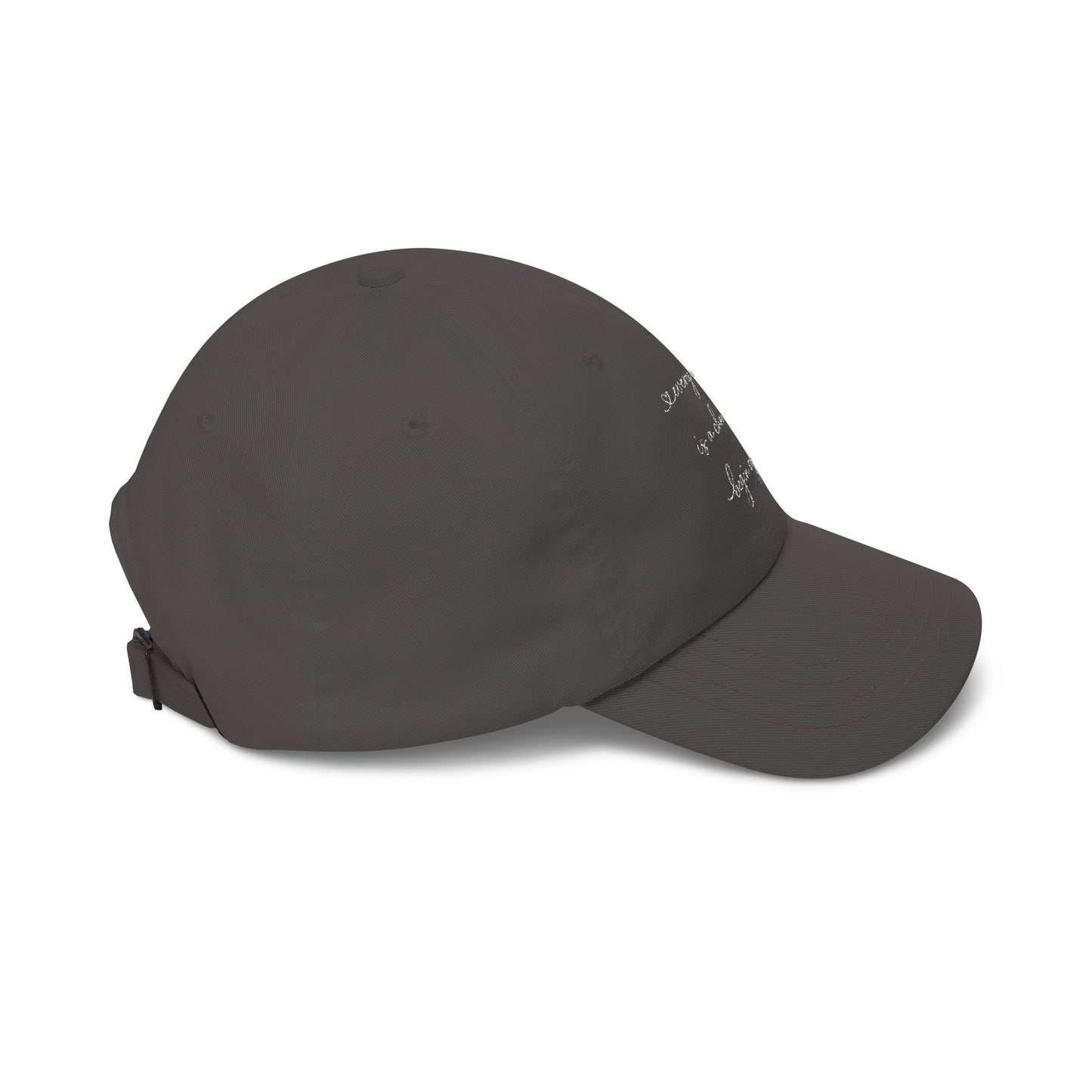 handwritten script phrase Dad Cap | embroidered baseball hat