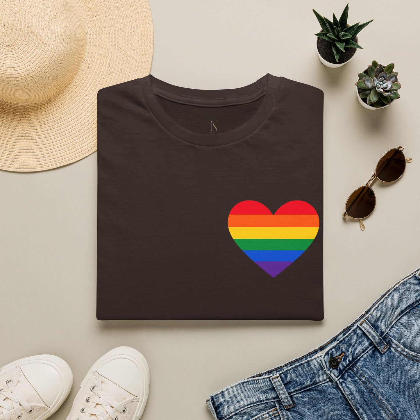 Rainbow Pride Heart T-Shirt | LGBTQ Flag Heart Tee