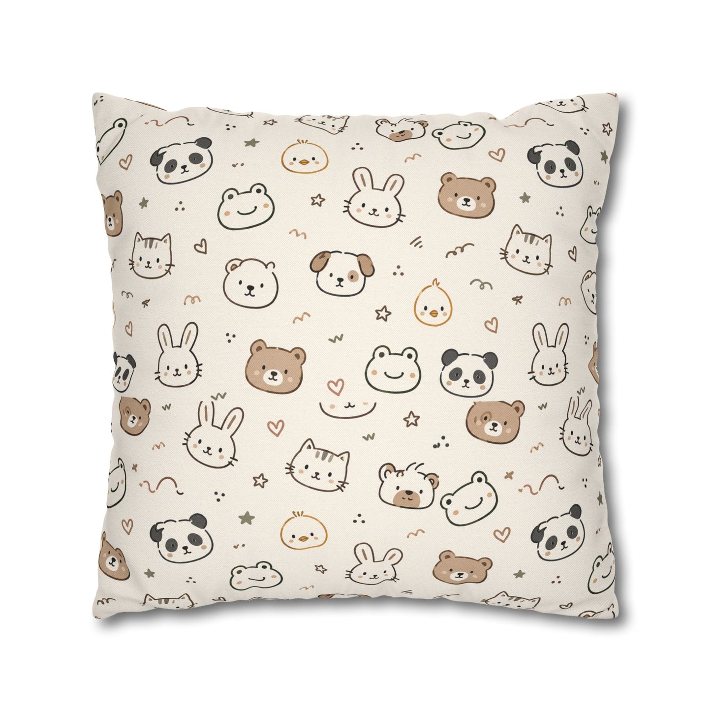 Kawaii Animal Faces Throw Pillowcase