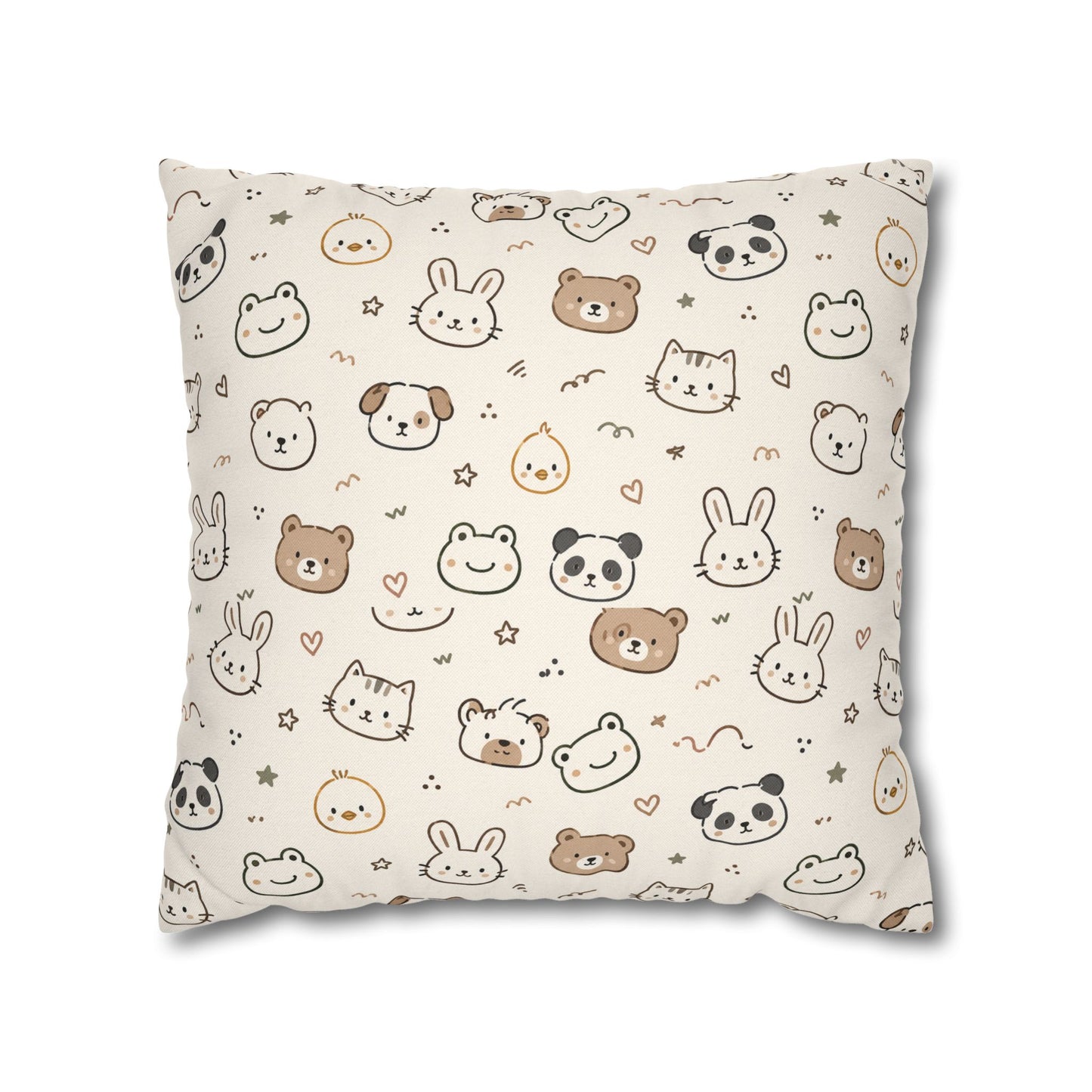 Kawaii Animal Faces Throw Pillowcase