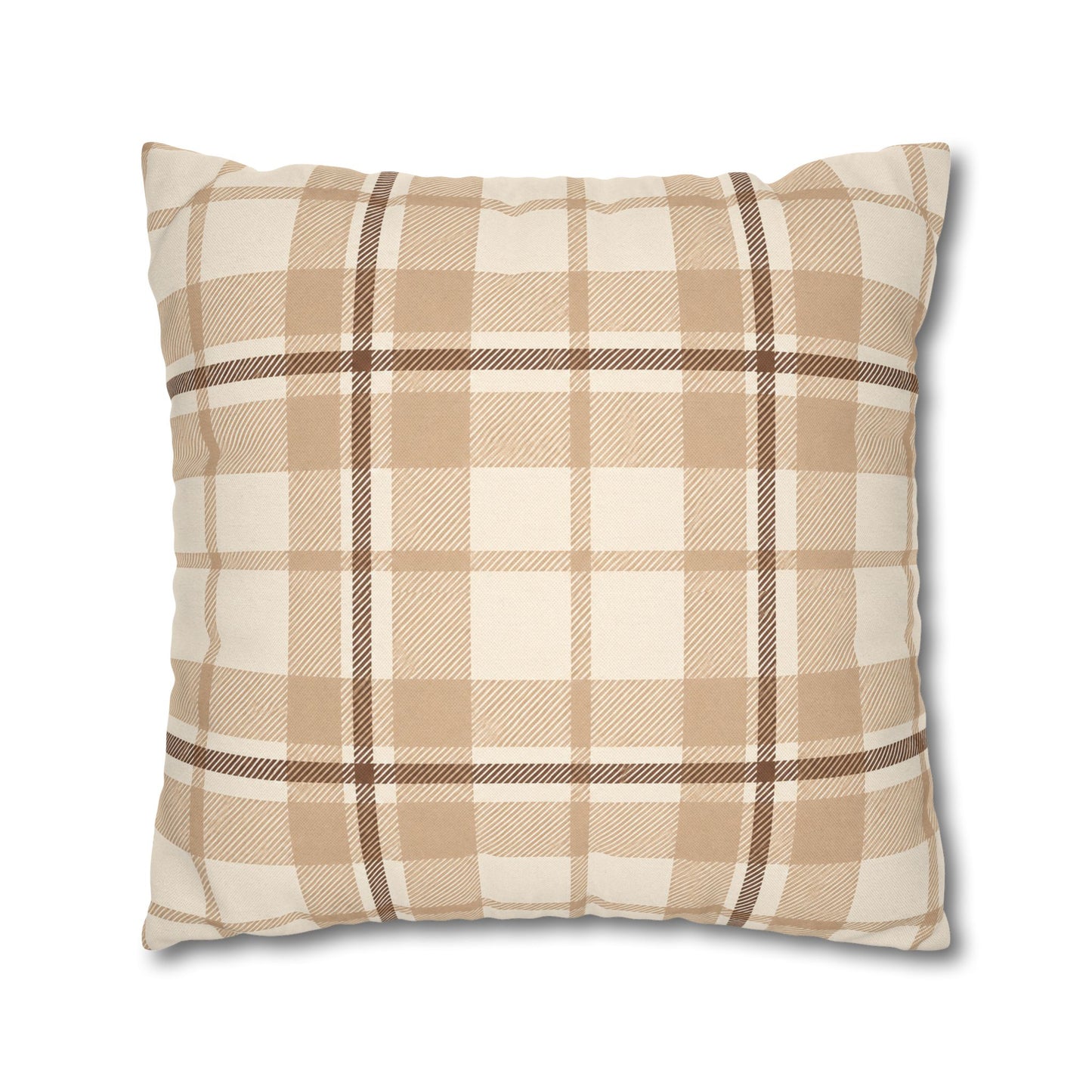 Beige Plaid Throw Pillowcase