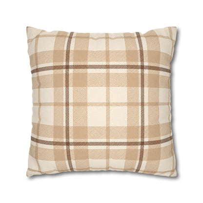 Beige Plaid Throw Pillowcase