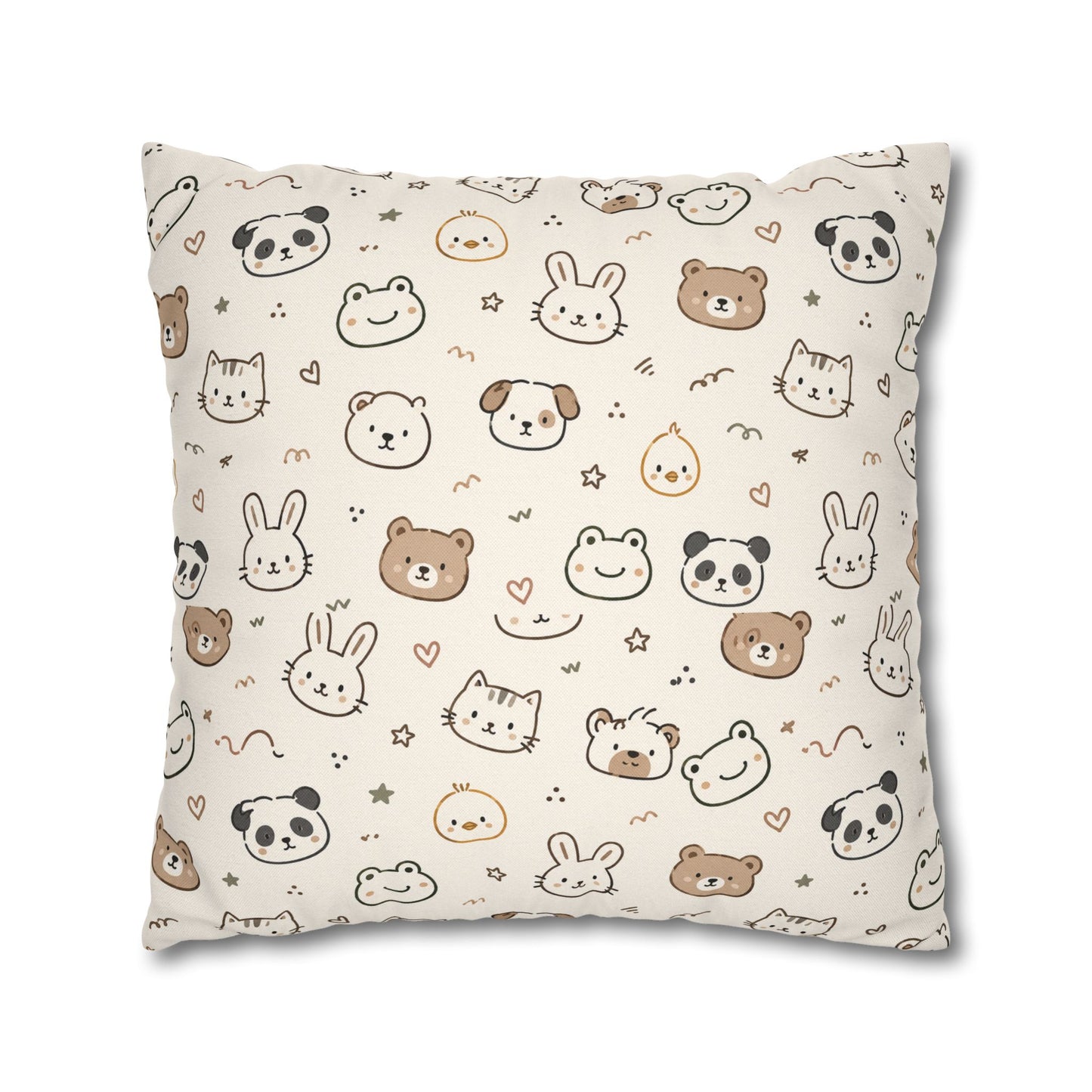 Kawaii Animal Faces Throw Pillowcase