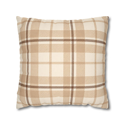 Beige Plaid Throw Pillowcase