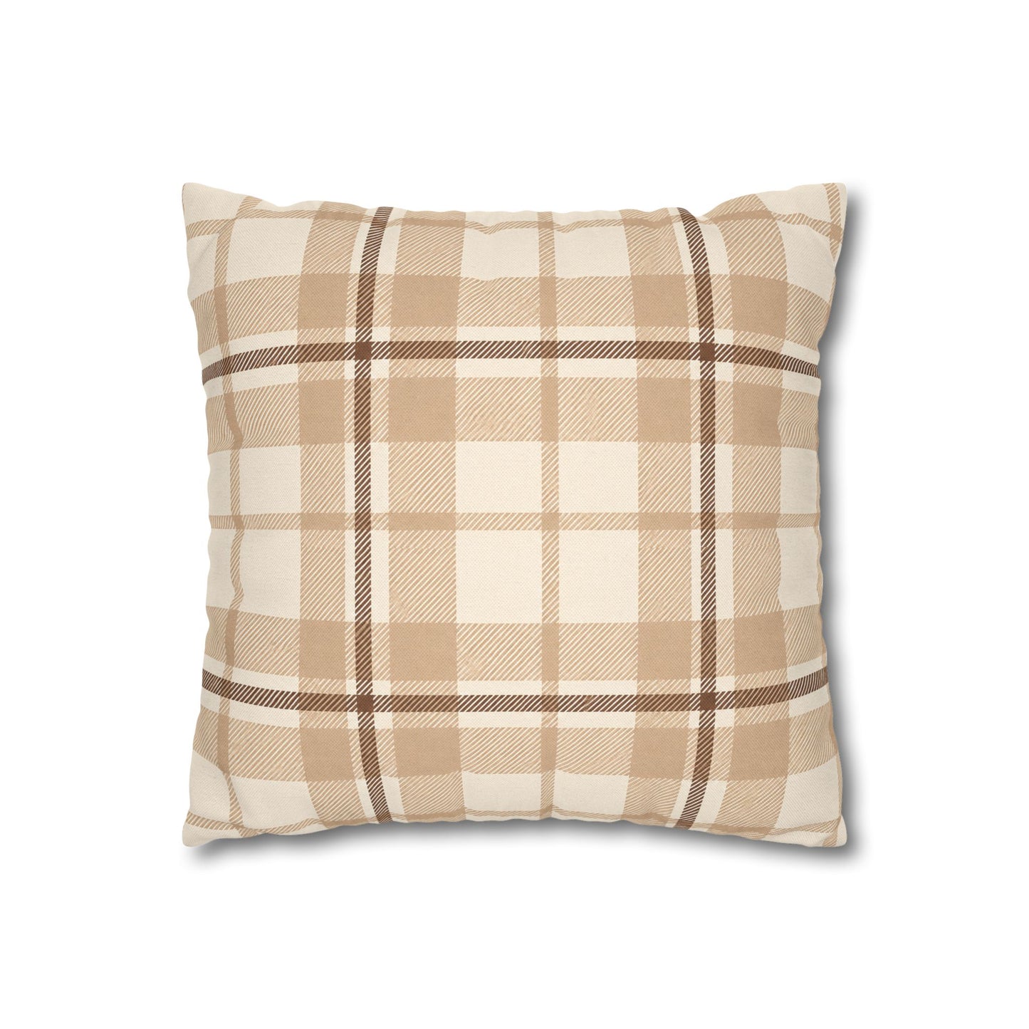 Beige Plaid Throw Pillowcase
