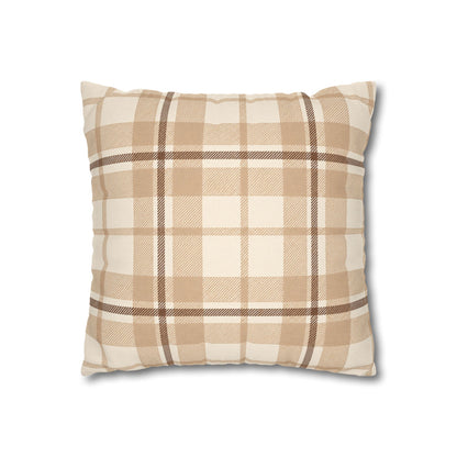 Beige Plaid Throw Pillowcase