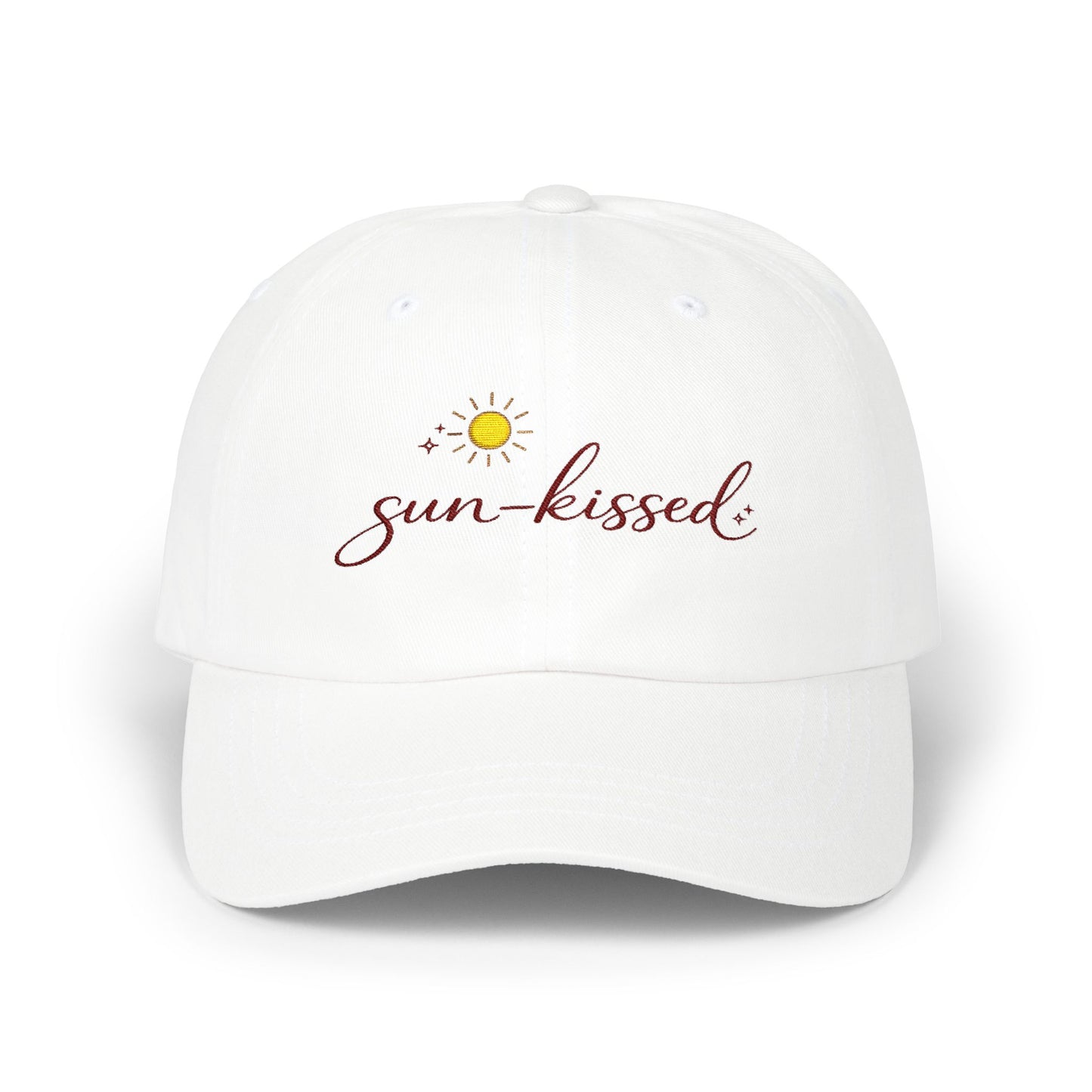 sun-kissed sun daisies embroidery Dad Cap | white baseball hat