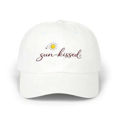sun-kissed sun daisies embroidery Dad Cap | white baseball hat