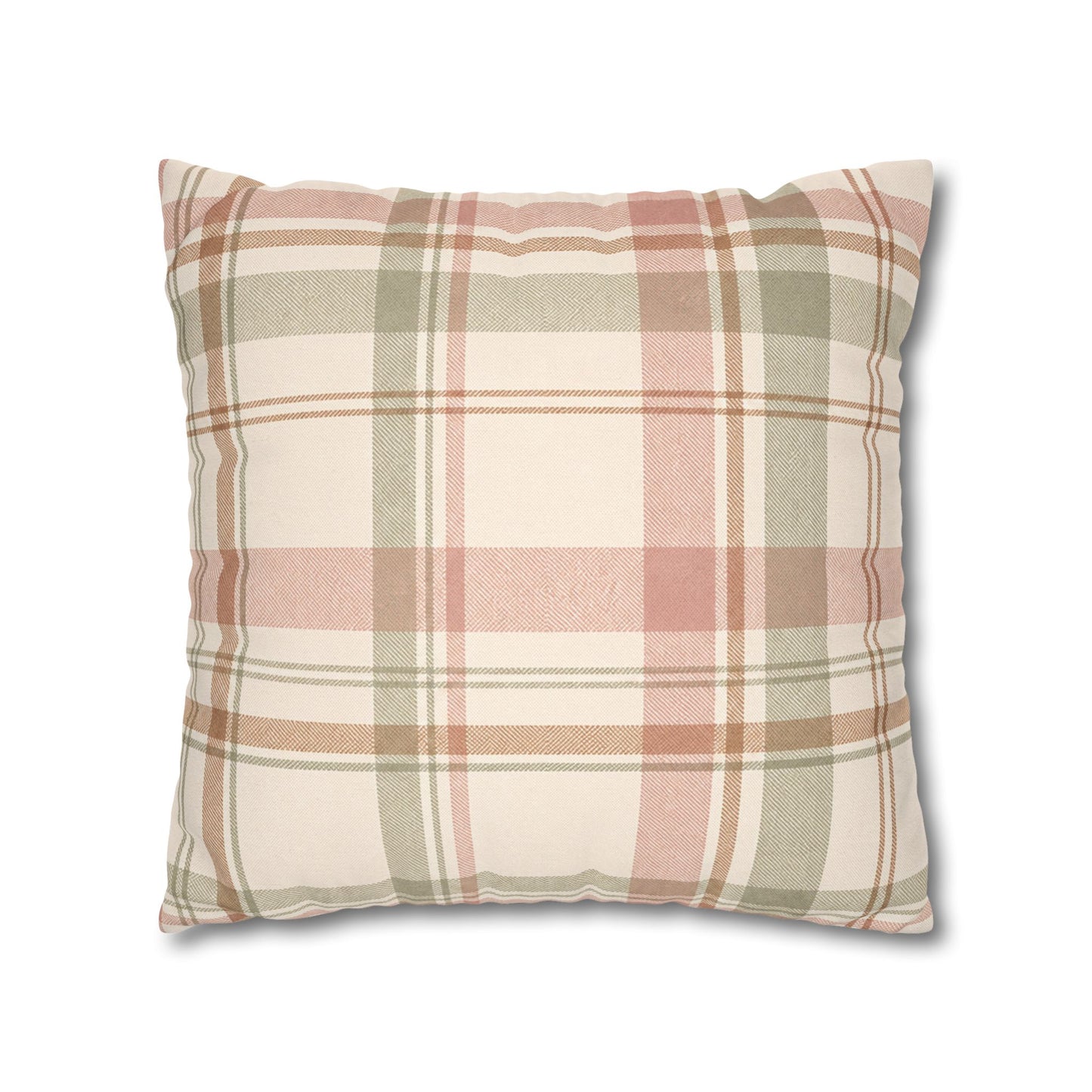 Blush Green Plaid Throw Pillowcase