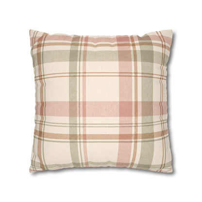 Blush Green Plaid Throw Pillowcase
