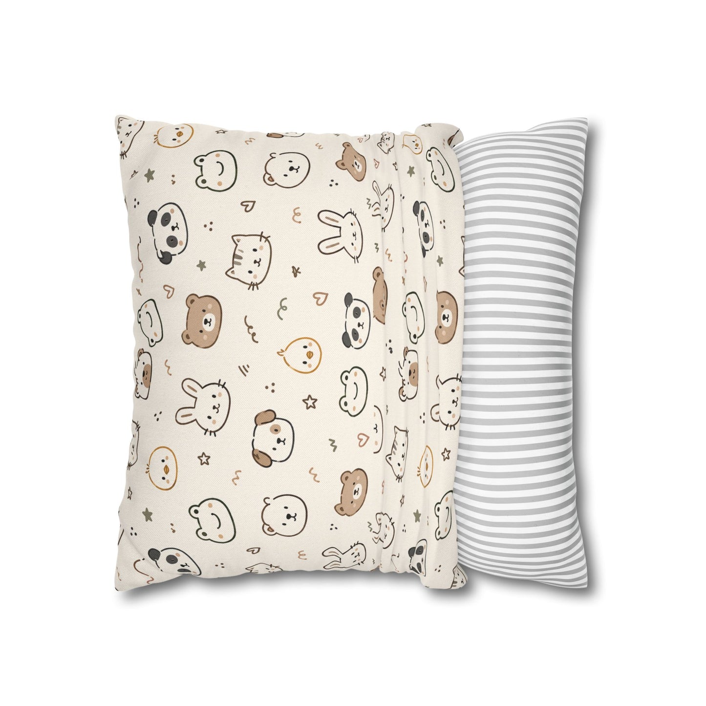 Kawaii Animal Faces Throw Pillowcase