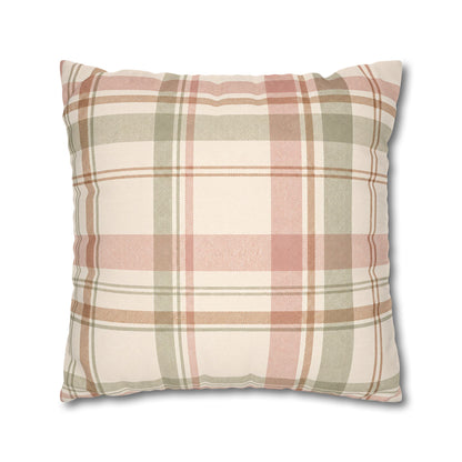 Blush Green Plaid Throw Pillowcase