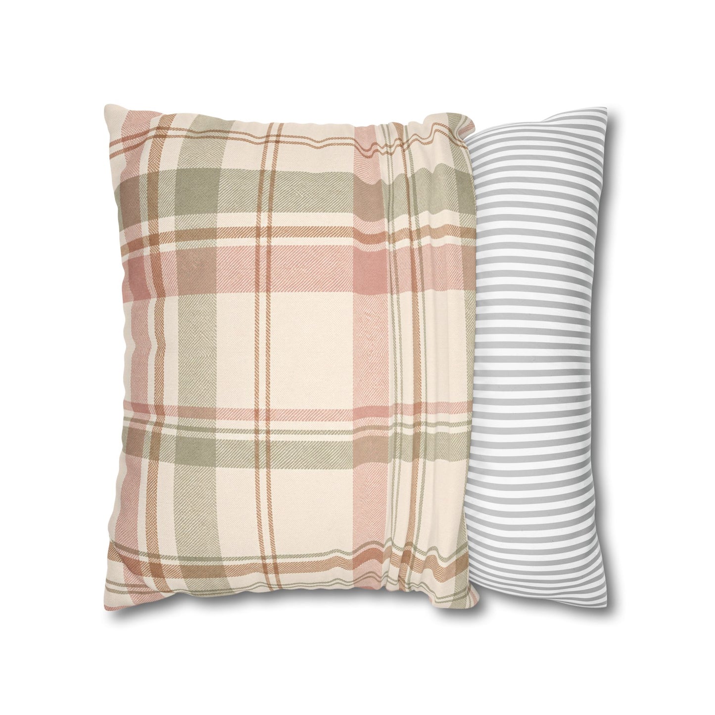 Blush Green Plaid Throw Pillowcase