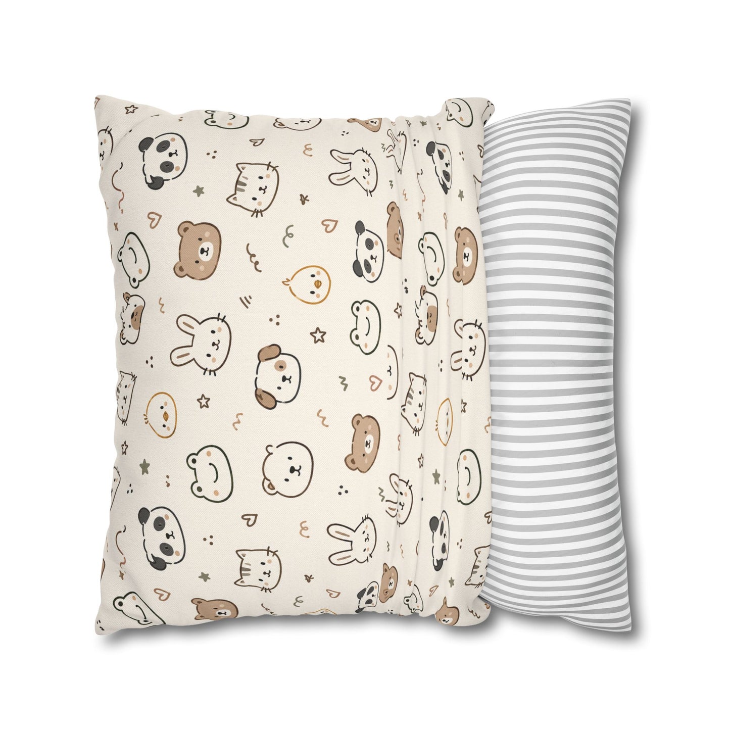 Kawaii Animal Faces Throw Pillowcase