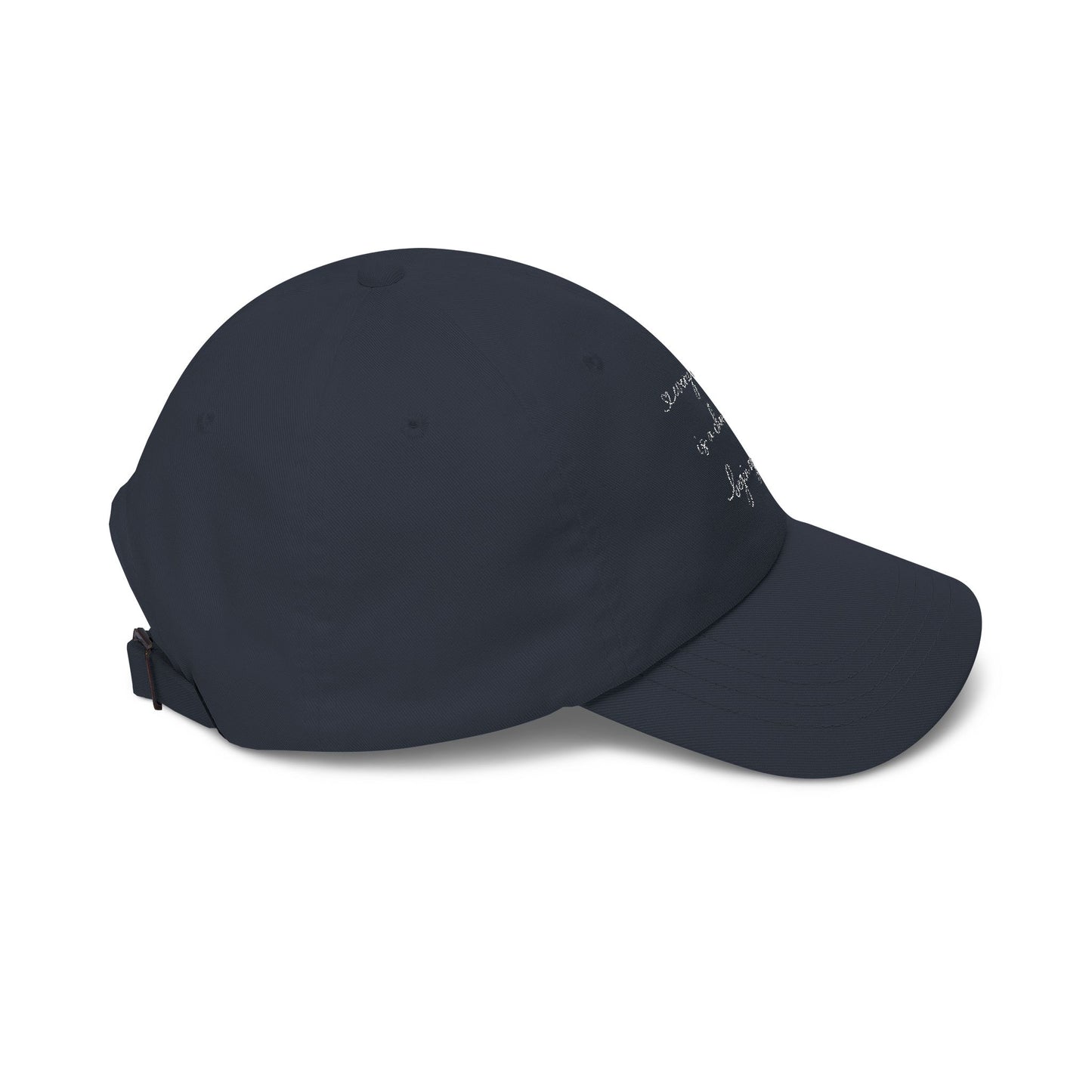 handwritten script phrase Dad Cap | embroidered baseball hat