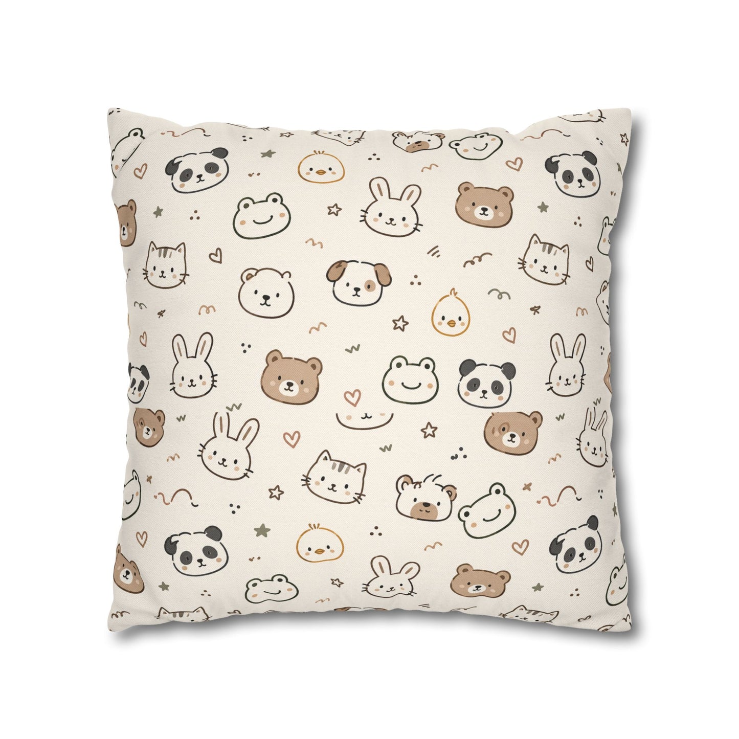 Kawaii Animal Faces Throw Pillowcase