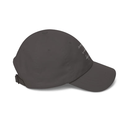 handwritten script phrase Dad Cap | embroidered baseball hat