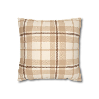 Beige Plaid Throw Pillowcase