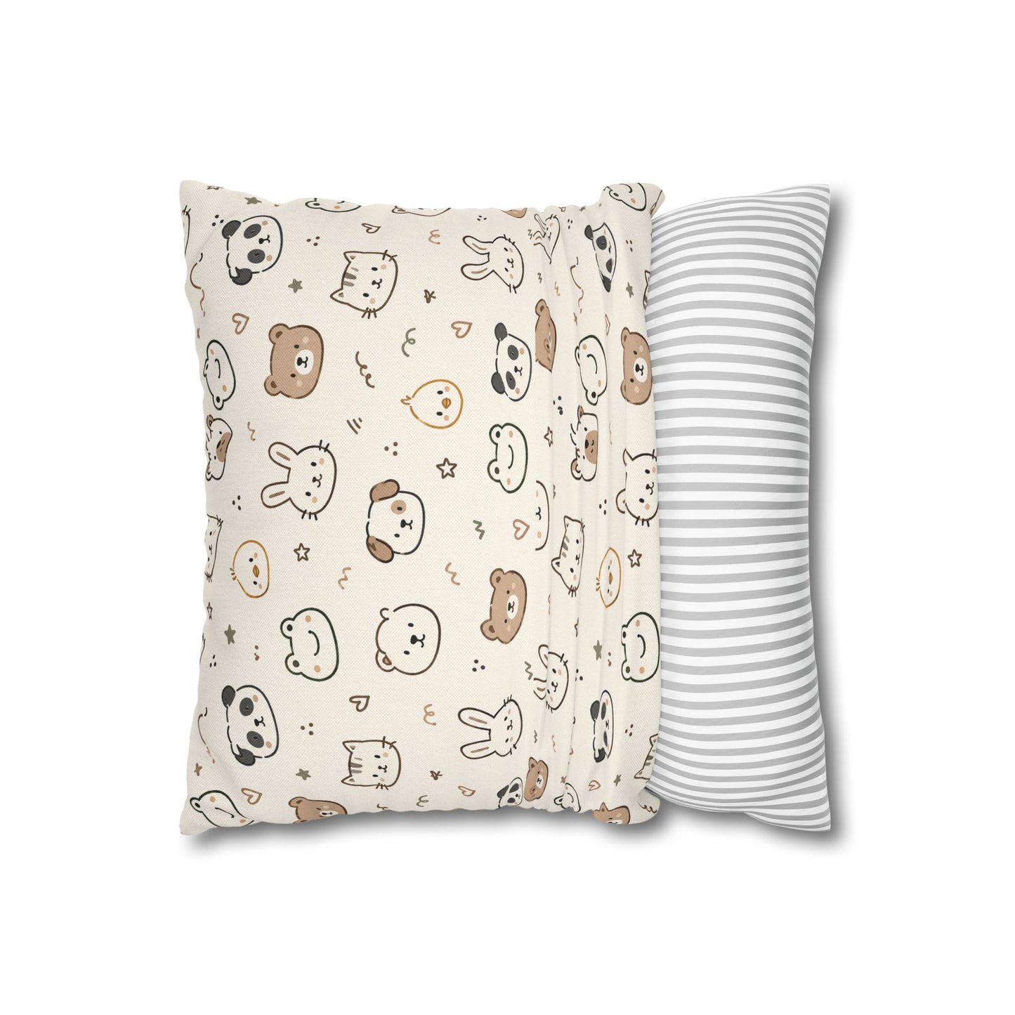 Kawaii Animal Faces Throw Pillowcase