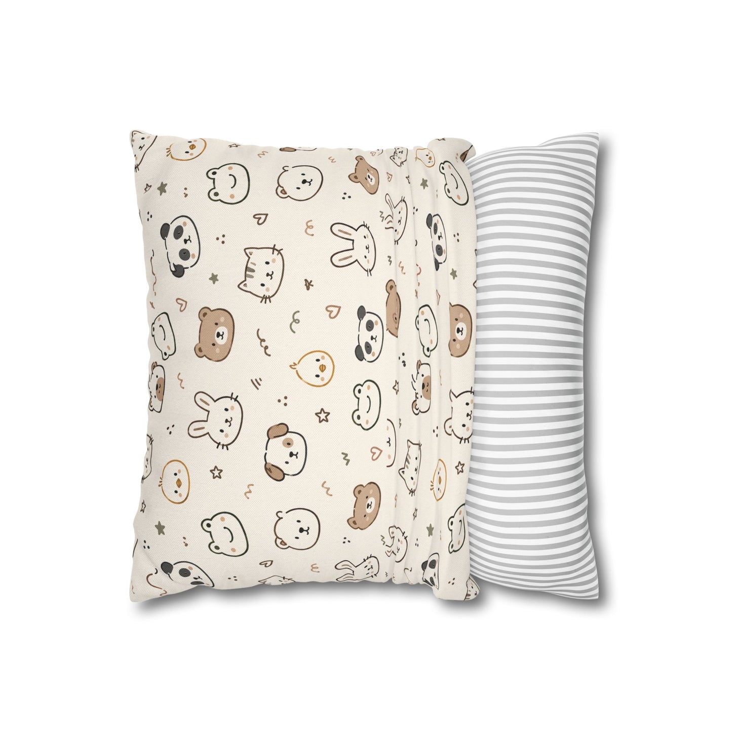 Kawaii Animal Faces Throw Pillowcase