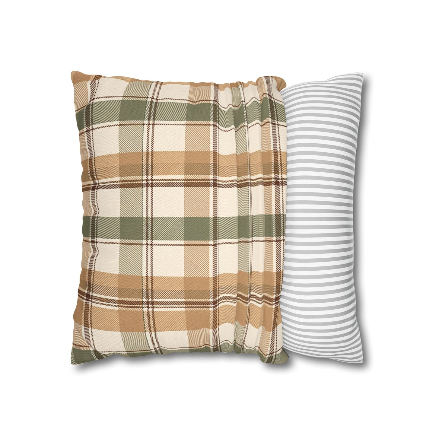 Neutral Plaid Throw Pillowcase