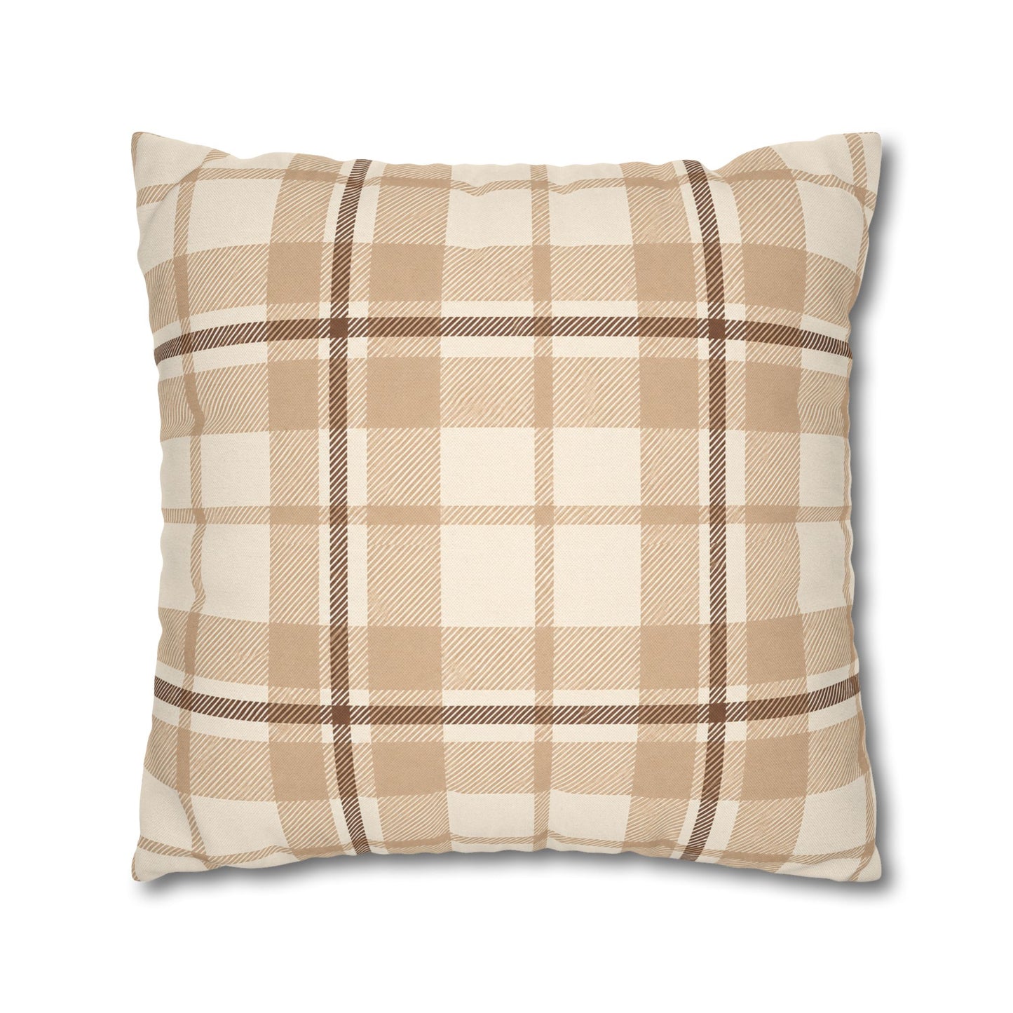 Beige Plaid Throw Pillowcase