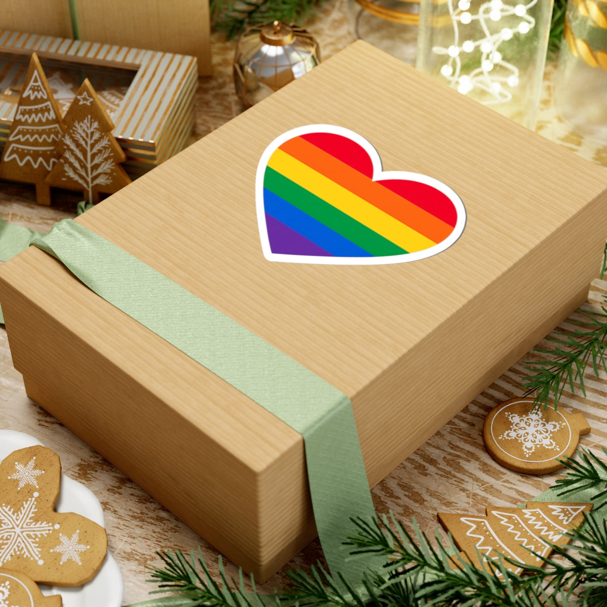 Rainbow Pride Heart Sticker | Kiss-Cut Sticker