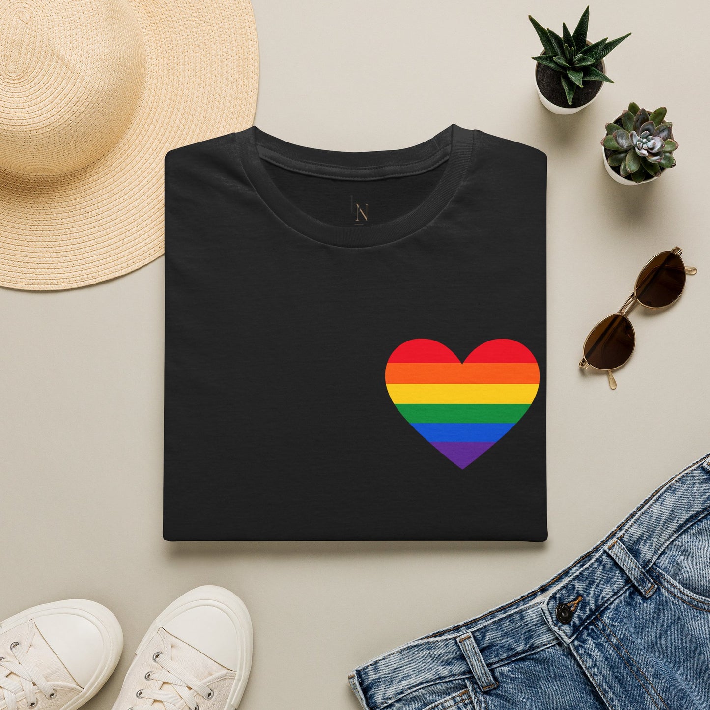 Rainbow Pride Heart T-Shirt | LGBTQ Flag Heart Tee