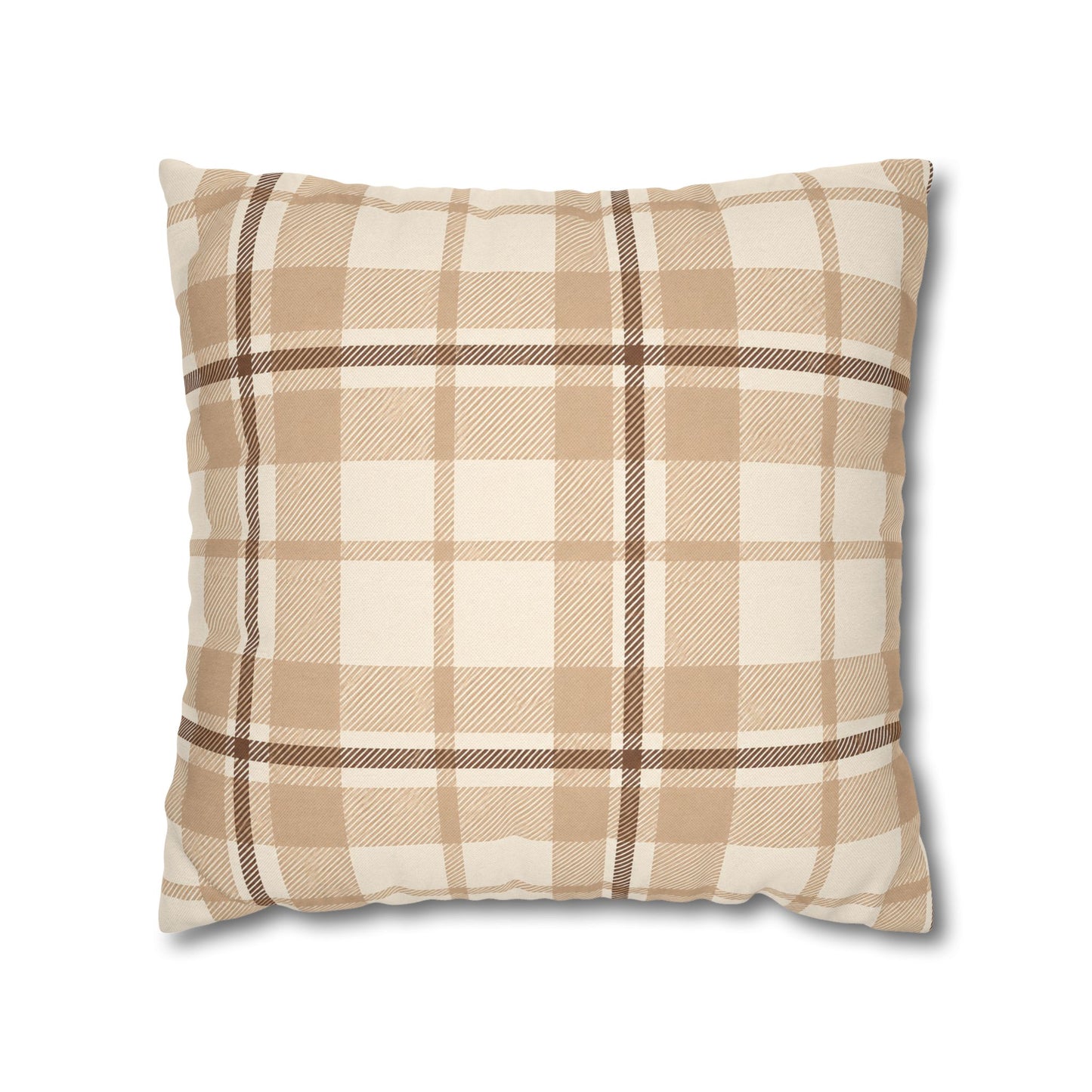Beige Plaid Throw Pillowcase