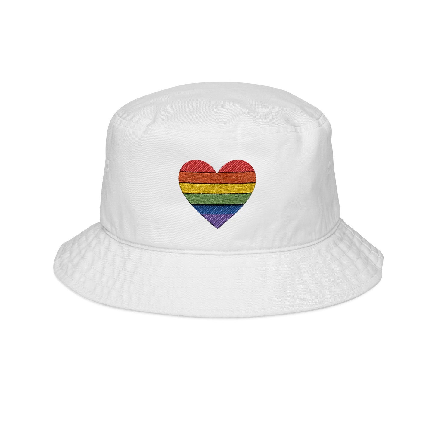 Embroidered Pride Heart Bucket Hat
