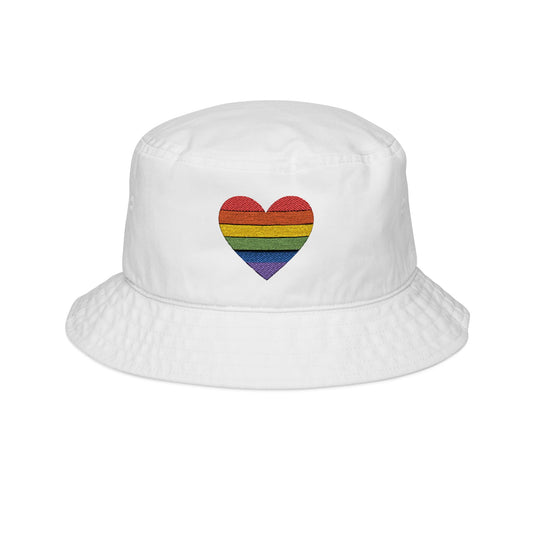 Embroidered Pride Heart Bucket Hat