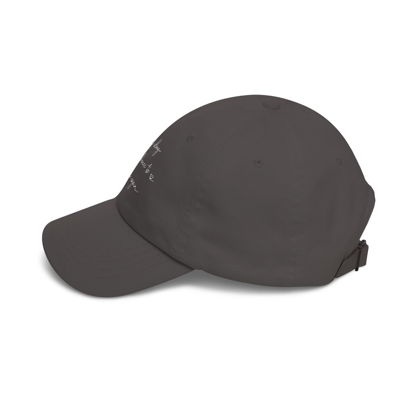 handwritten script phrase Dad Cap | embroidered baseball hat