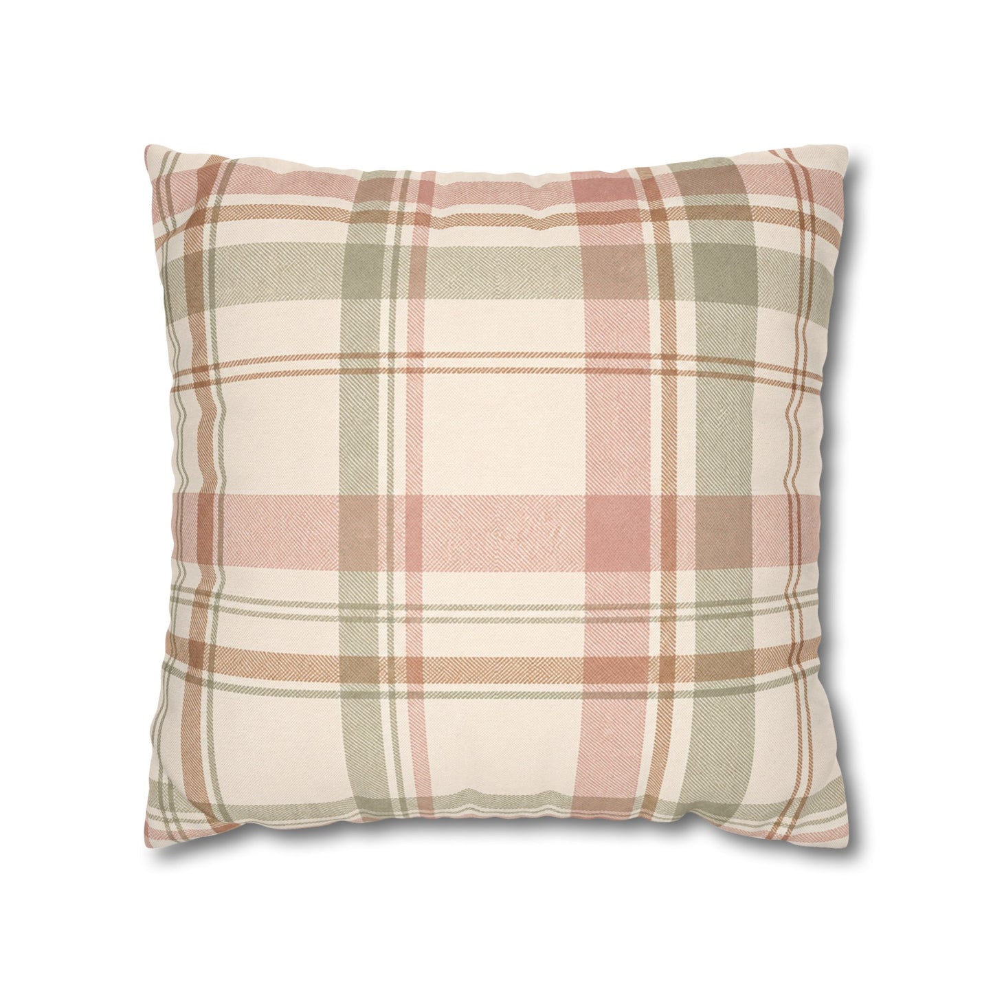 Blush Green Plaid Throw Pillowcase