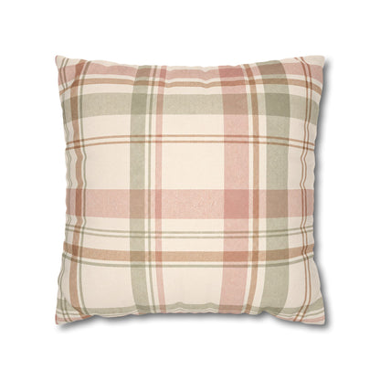 Blush Green Plaid Throw Pillowcase