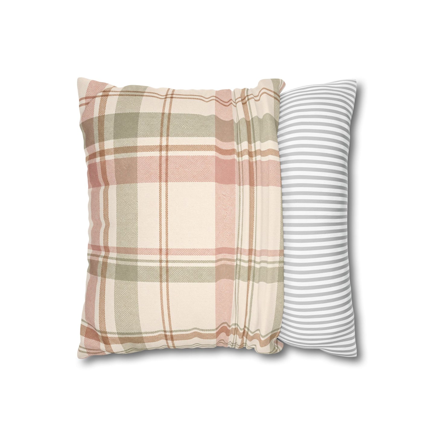 Blush Green Plaid Throw Pillowcase