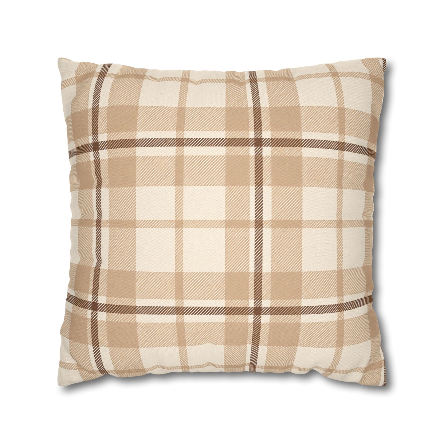 Beige Plaid Throw Pillowcase