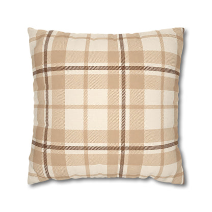 Beige Plaid Throw Pillowcase