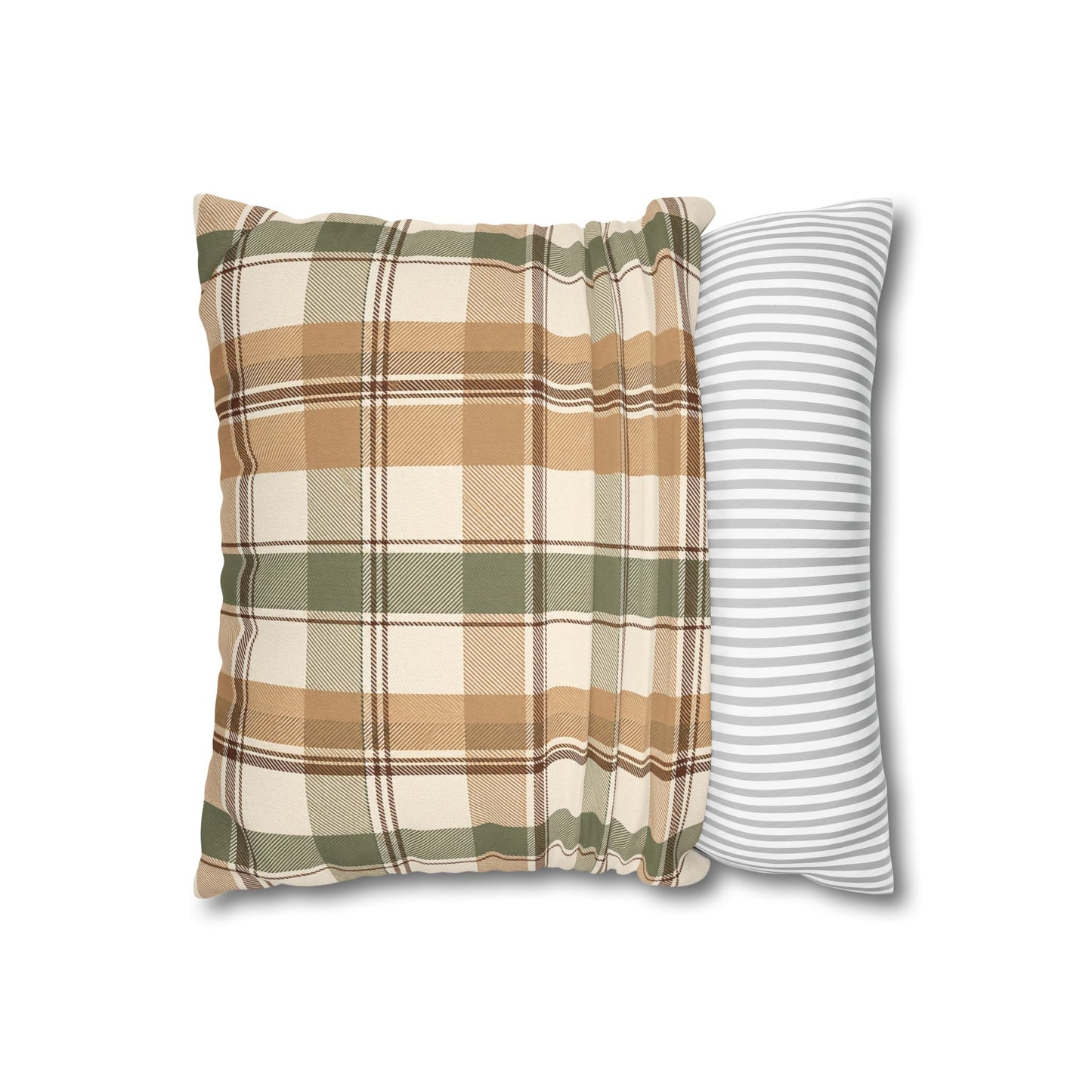 Neutral Plaid Throw Pillowcase