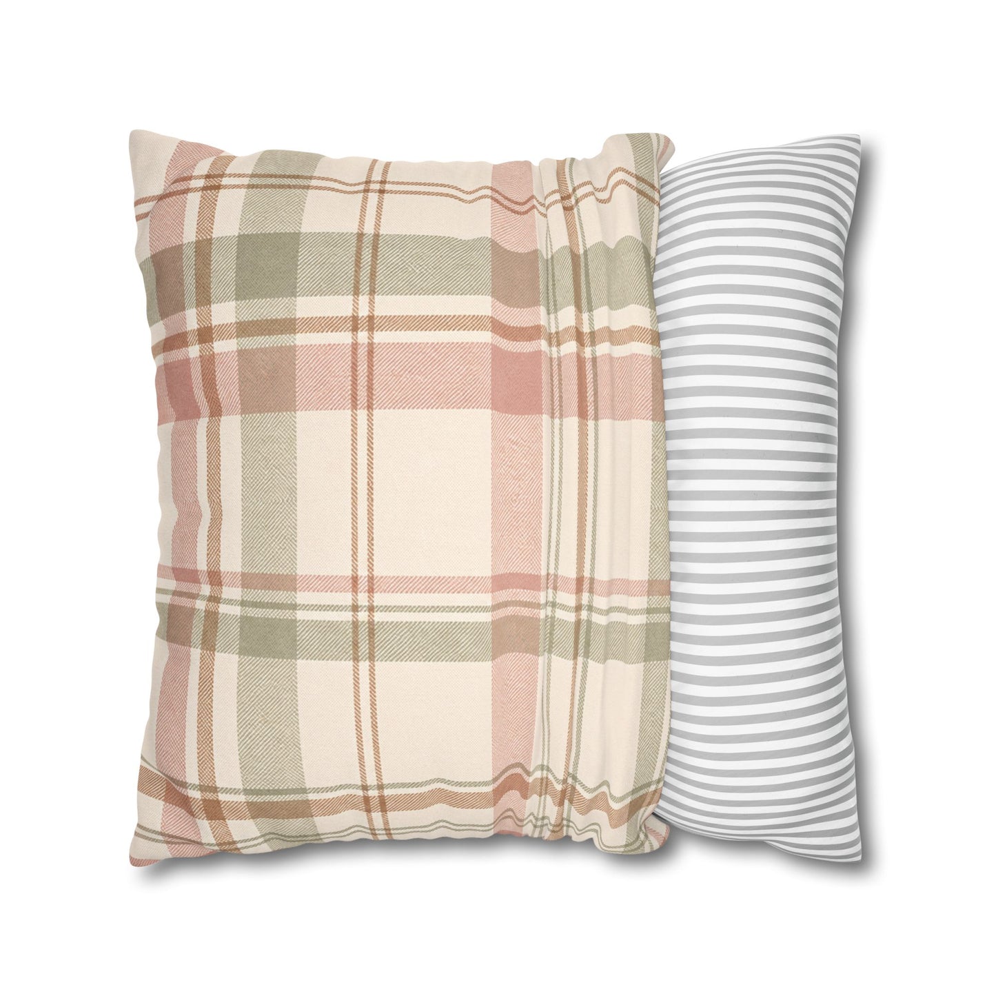 Blush Green Plaid Throw Pillowcase