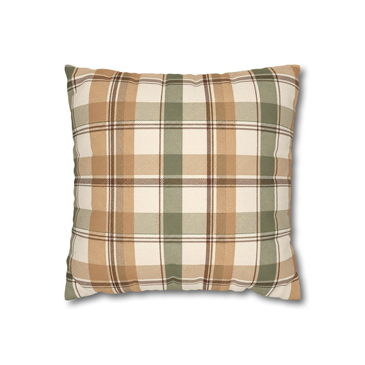 Neutral Plaid Throw Pillowcase