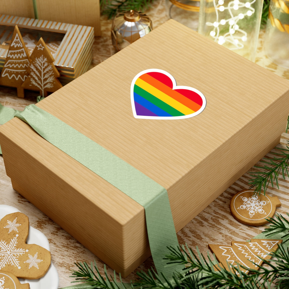 Rainbow Pride Heart Sticker | Kiss-Cut Sticker