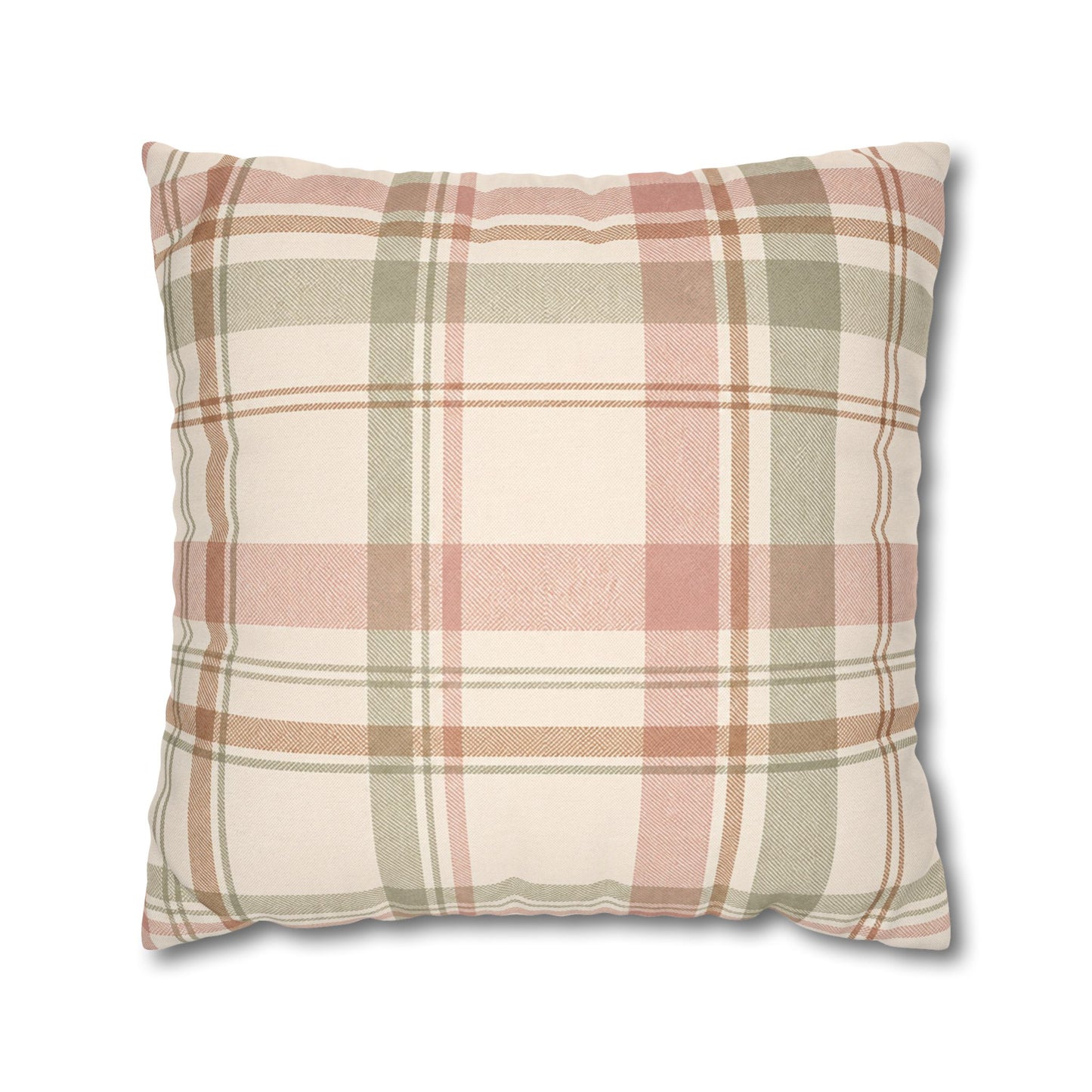 Blush Green Plaid Throw Pillowcase