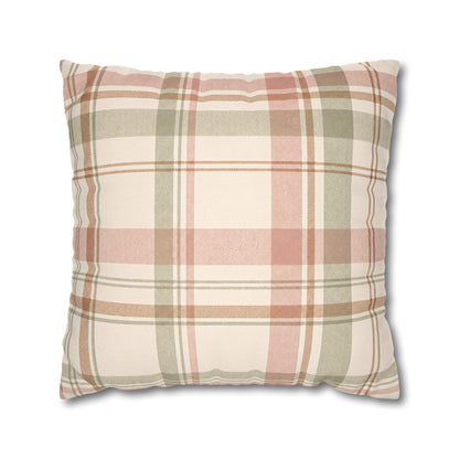 Blush Green Plaid Throw Pillowcase