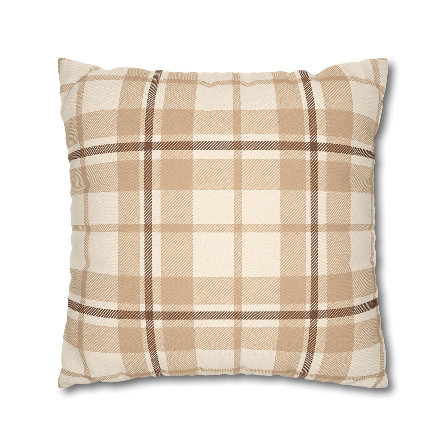 Beige Plaid Throw Pillowcase