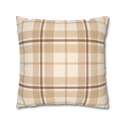 Beige Plaid Throw Pillowcase