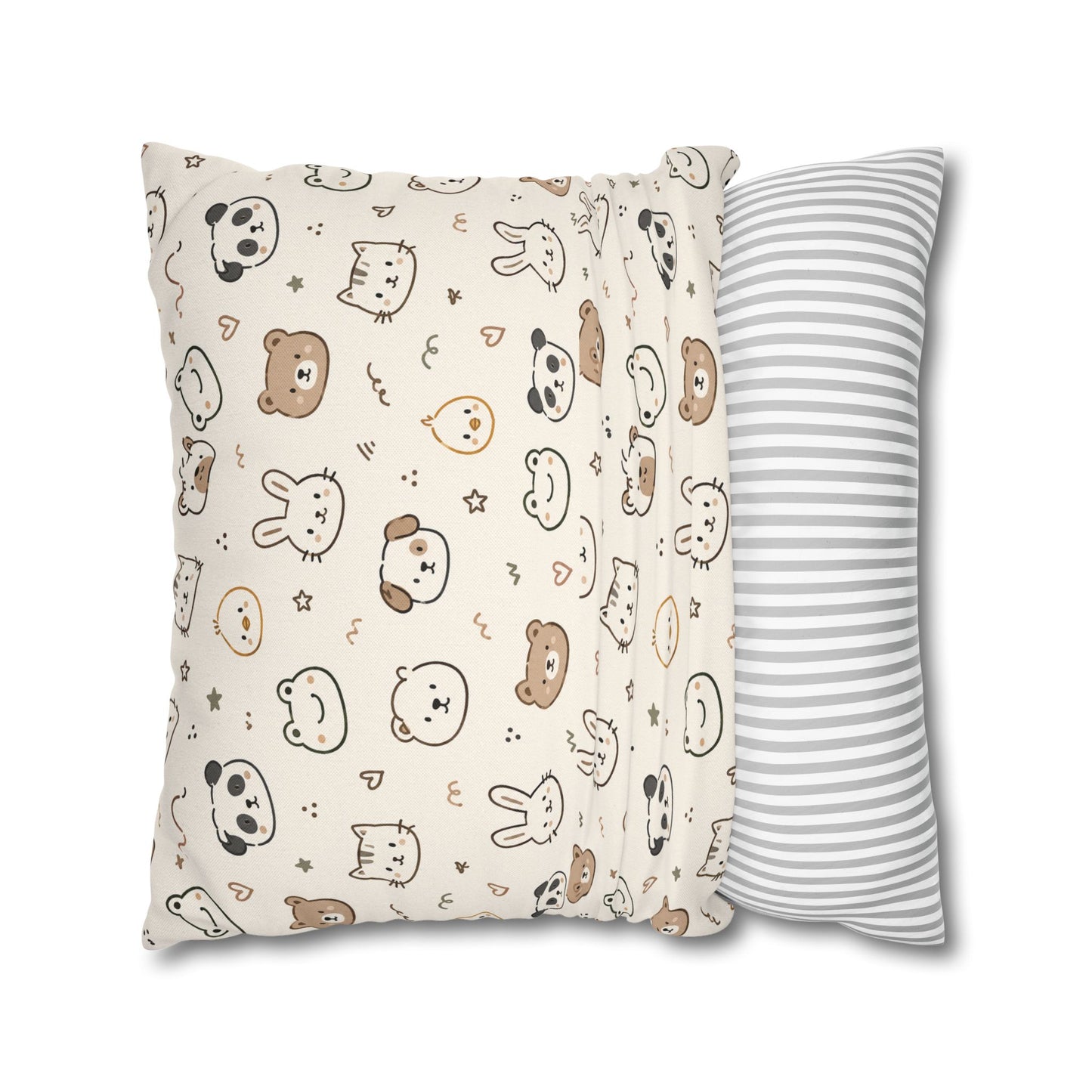 Kawaii Animal Faces Throw Pillowcase