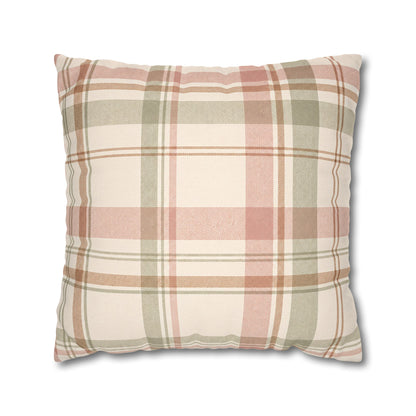Blush Green Plaid Throw Pillowcase