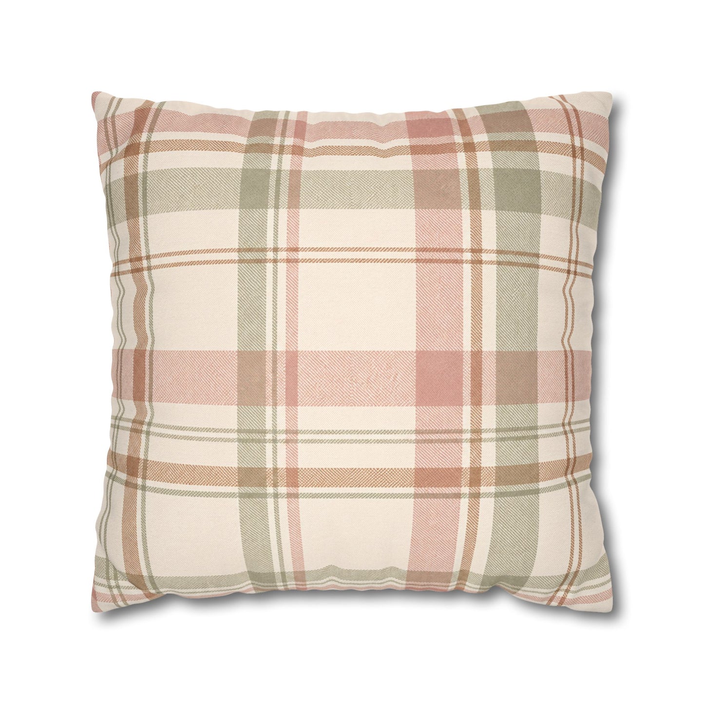 Blush Green Plaid Throw Pillowcase