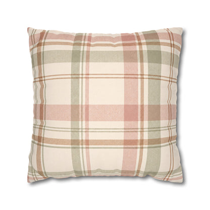 Blush Green Plaid Throw Pillowcase