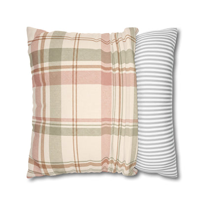 Blush Green Plaid Throw Pillowcase
